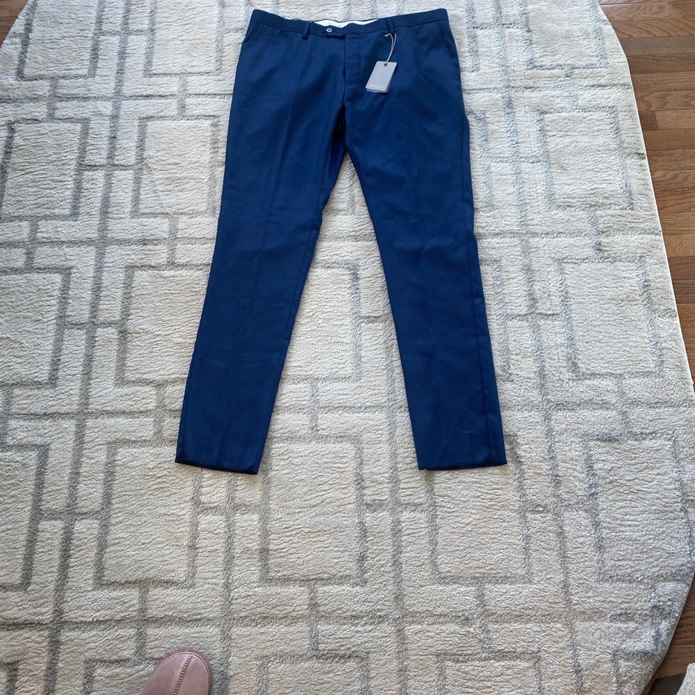 Dan John Men's Navy Blue textured trouser suit Pants size 40 NWT